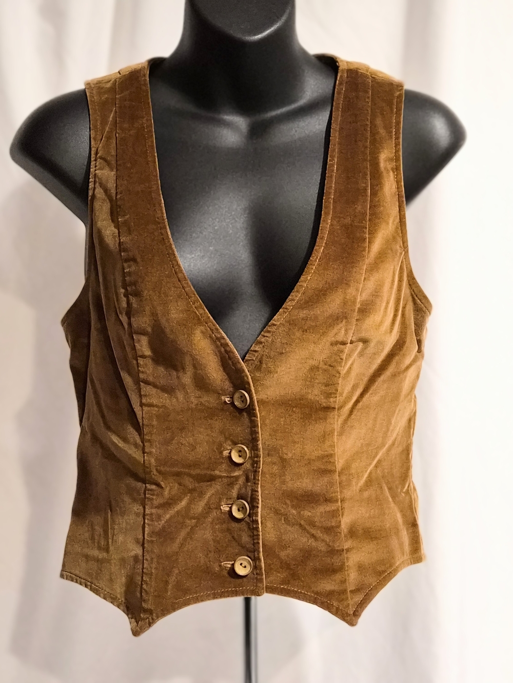 Vintage 70s/80s Finity Velvet Waistcoat Vest | Camel Brown | ILGWU Union Made